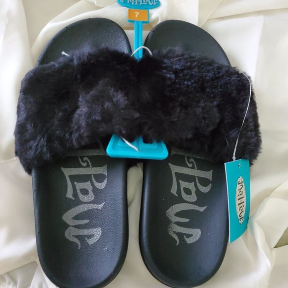 MAD LOVE Slide on Sandals fuzzy house slipper - Picture 2 of 10